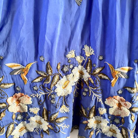 New Johnny Was Indina Blouse Blue Floral Embroidery Lace Long Sleeve Sz S - Picture 4 of 10